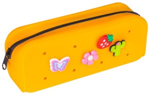 Piórnik silikonowy GIMBOO, z 4 przypinkami, 200x60x75mm, pomarańczowy