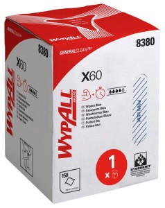 Czyściwo w roli WYPALL X60 General Clean, centralne odwijanie, włókninowe, 150 listków, niebieskie