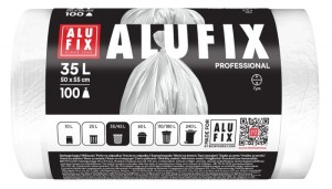 Worki na śmieci ALUFIX Professional, HDPE, 50x55cm, 7 μm, 35l, 100 szt., białe