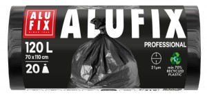 Worki na śmieci ALUFIX Professional, LDPE, 70x110cm, 21 μm, 120l, 20 szt., czarne