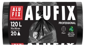 Worki na śmieci ALUFIX Professional, LDPE, 70x110cm, 28 μm, 120l, 20 szt., czarne
