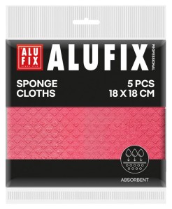 Ściereczki gąbkowe ALUFIX Professional, 18x18cm, 5 szt., różowe