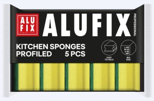 Gąbki kuchenne ALUFIX Professional, profilowane długie, 145x60x45mm, 5 szt., żółte