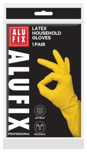 Rękawiczki domowe lateksowe ALUFIX Professional, 30g, rozmiar M, żółte