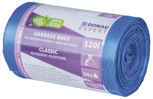Worki na odpady DONAU EXPERT, klasyczne, LDPE, 120l, 50 szt., niebieskie