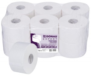 Papier toaletowy celulozowy DONAU EXPERT Jumbo, 2-warstwowy, 500 listków, 12szt., biały